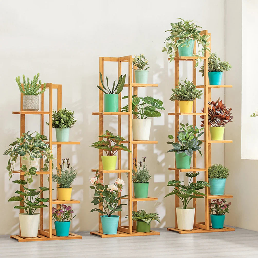 Bamboo Tiered Plant Display Stand